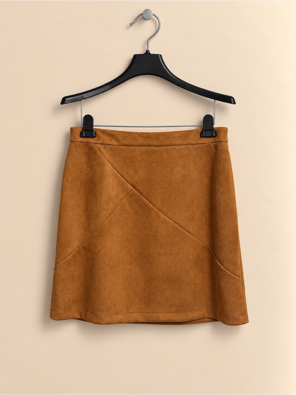 Simplee Camel Faux Suede A-Line Mini Skirt XL Western Boho Like New